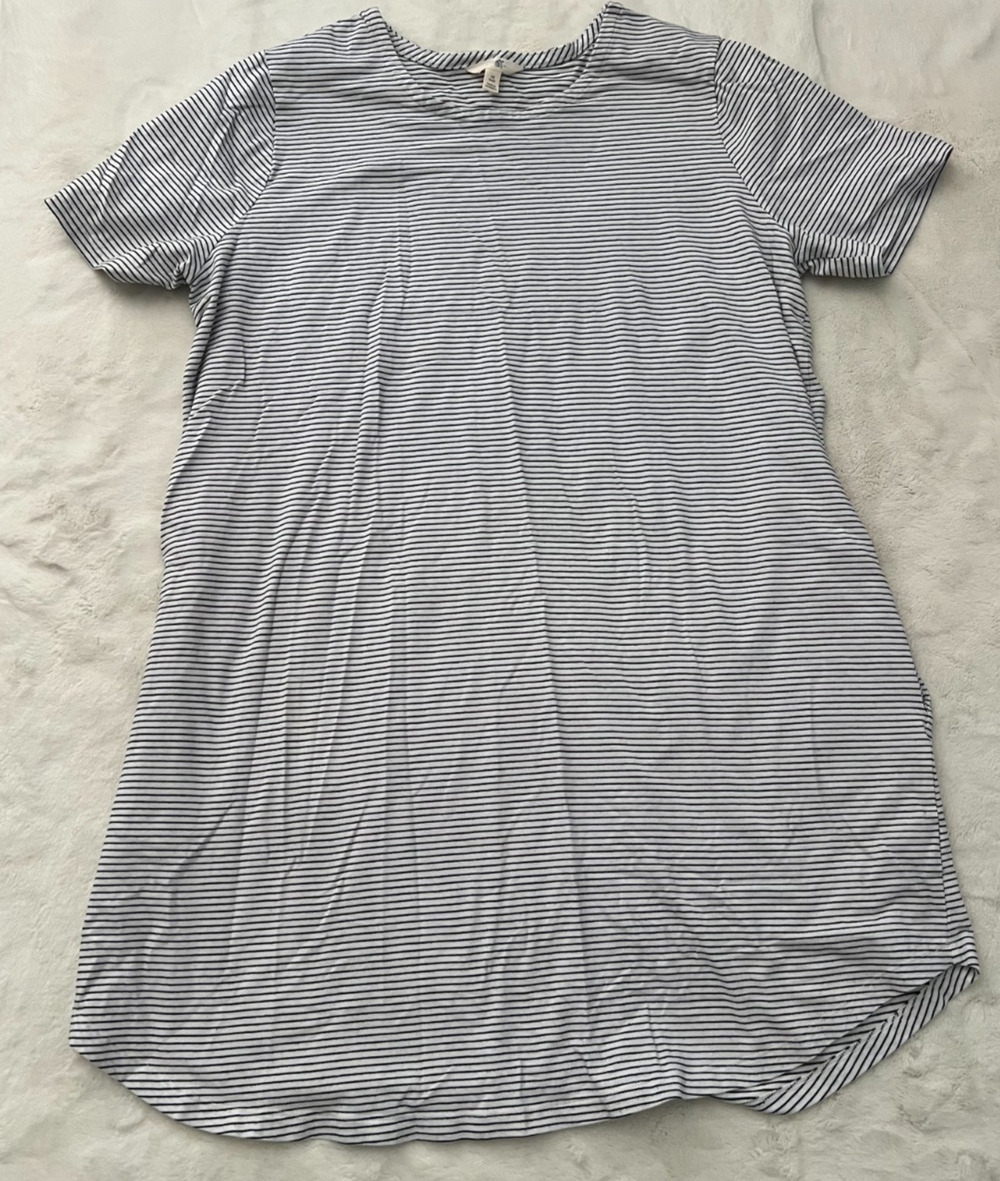 Terra & Sky Womens Plus 0X 14W Striped T Shirt Lounge Dress Pockets